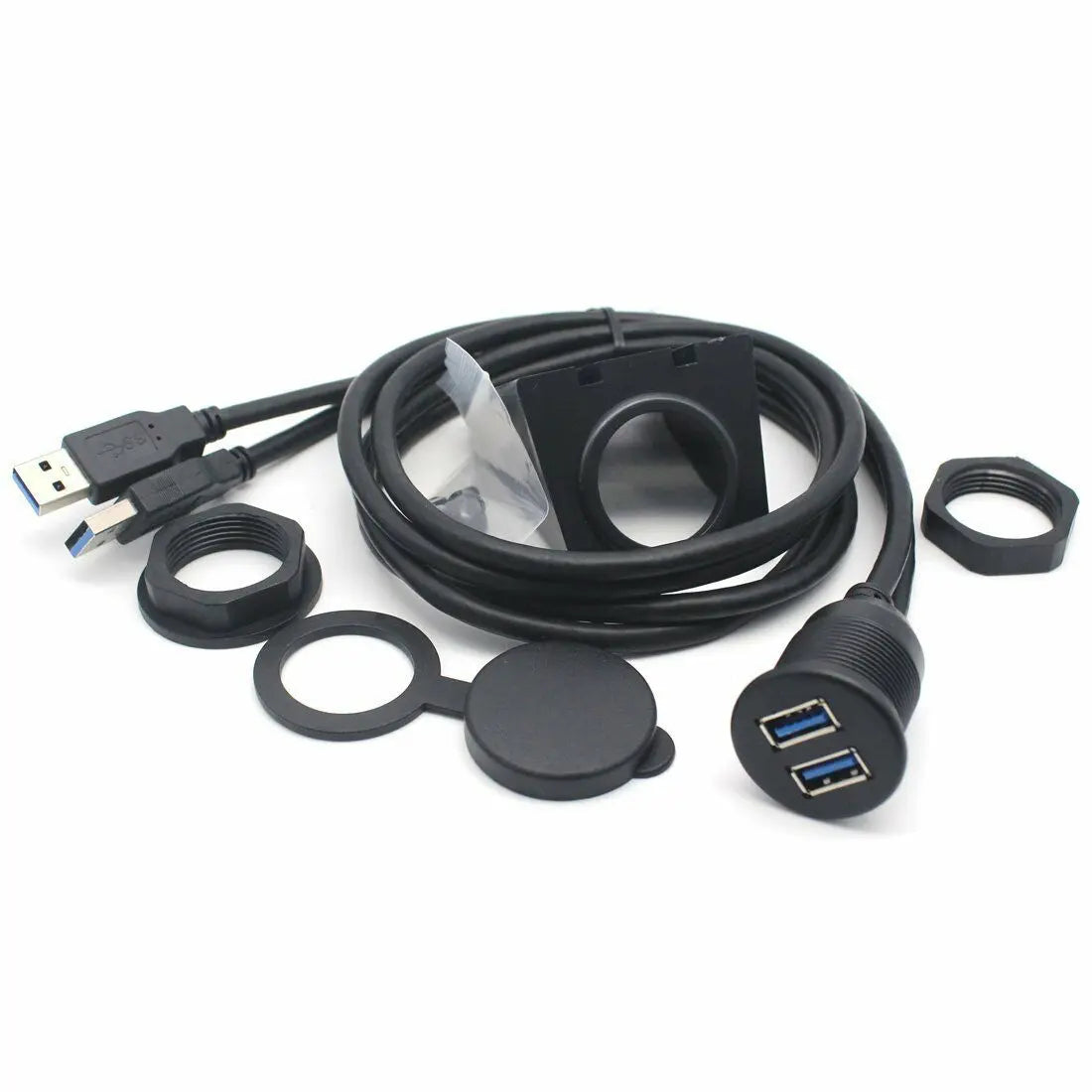 1m Dual USB Panel-Mount Extension Cable