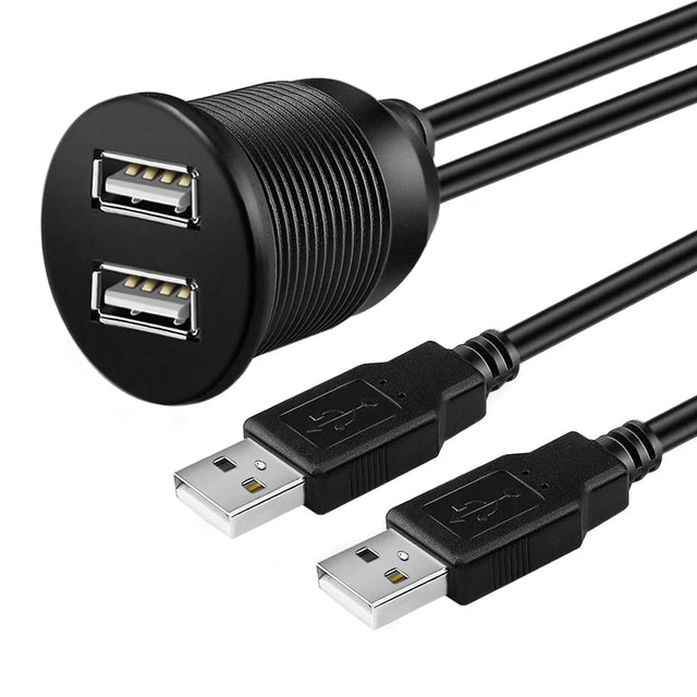 1m Dual USB Panel-Mount Extension Cable