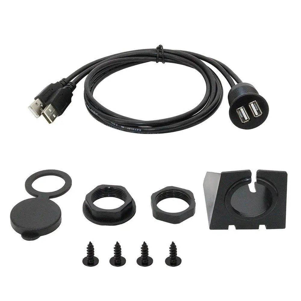 1m Dual USB Panel-Mount Extension Cable